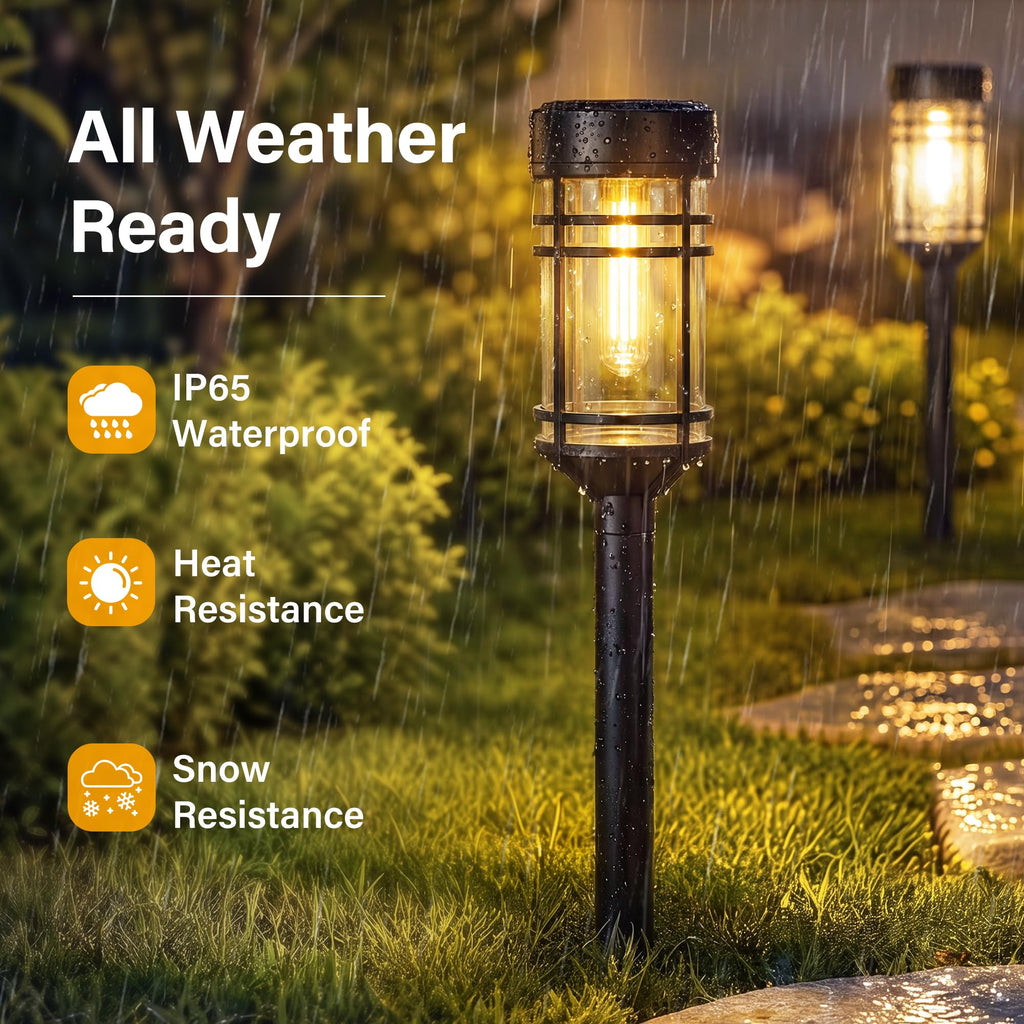 Solar Pathway Lights Outdoor 6 Packs, Solar Garden Lights IP65 Waterproof, LED Solar Powered Path Light Auto On/Off