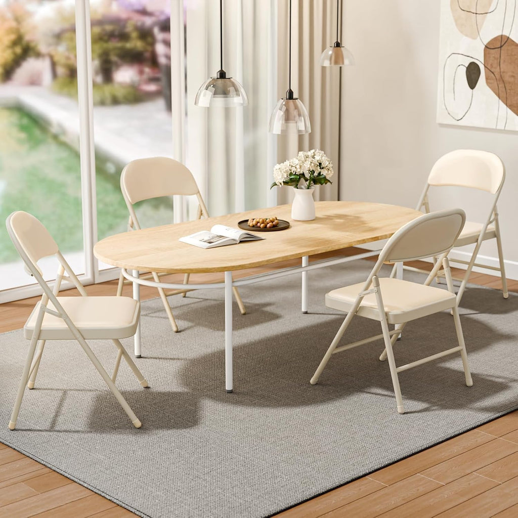 24 Pack Khaki Folding Chairs with Padded Cushion and Metal Frame, 350lbs