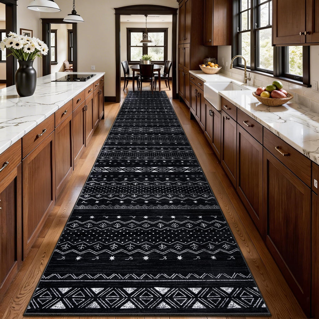2'6"x16' Washable Non-Slip Boho Runner Rug