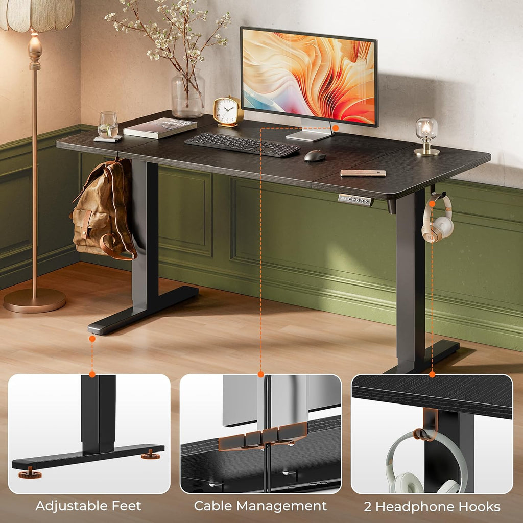 55 x 28 Large Electric Standing Desk, Height Adjustable Computer Desk, 27.6" Deep Desktop, Stand up Gaming Office