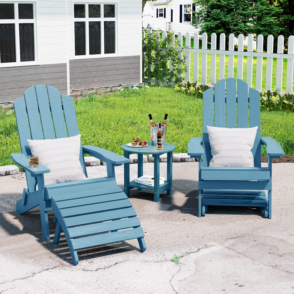 Folding Adirondack Ottoman Set of 2 for Adirondack Chair, All Weather | HIPS 350 lbs Capacity, Easy Assembly, All