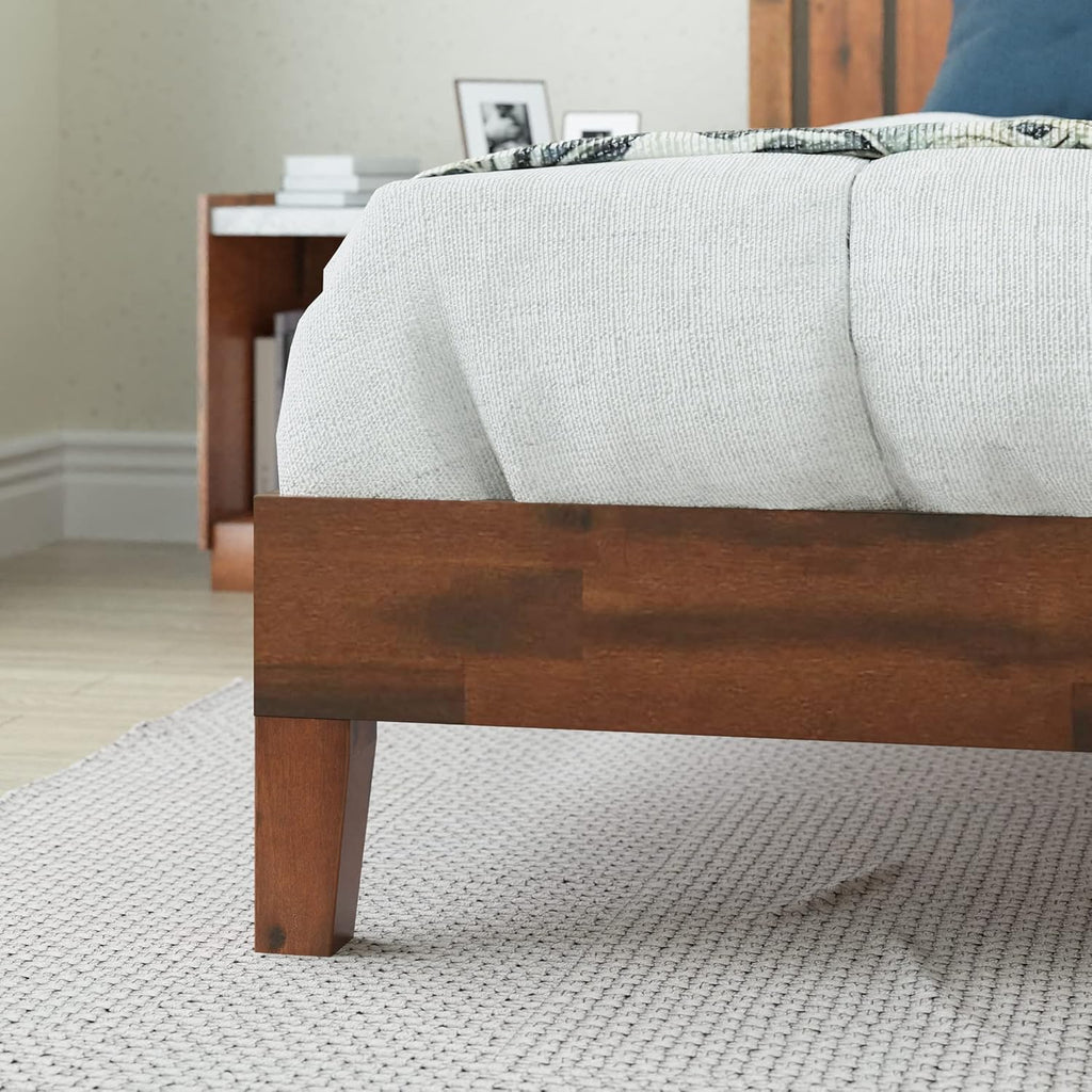 Vivek Deluxe Wood Platform Bed Frame with Headboard, Wood Slat Support, No Box Spring Needed, Easy Assembly, King