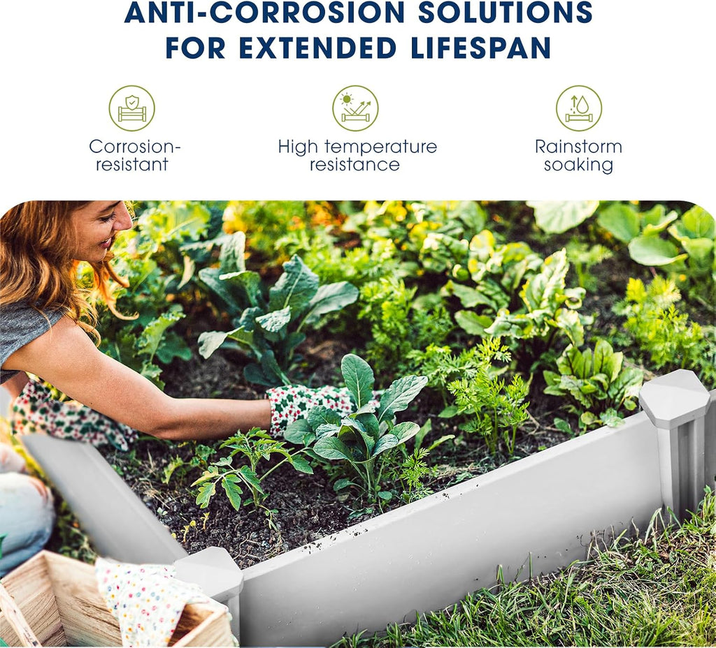 8x4x1ft Vinyl Raised Garden Bed, Maintenance-Free Outdoor Garden Planter Box, Never Rust or Rot, Durable Open-Bottom