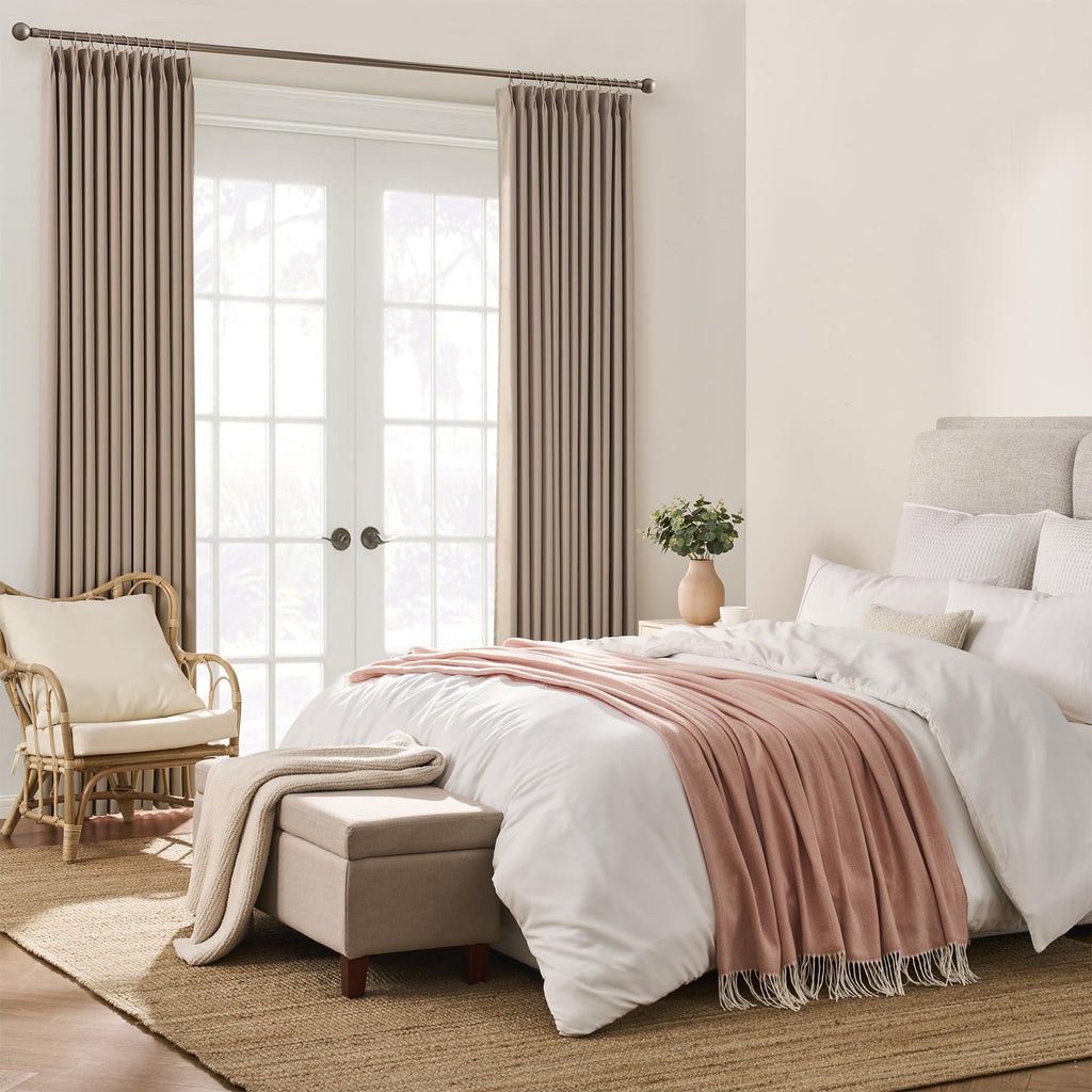 Pinch Pleated Patio Sliding Door Curtains 84 Inch Length, Blackout Room Divider Vertical Blinds Curtain Drapes Dining