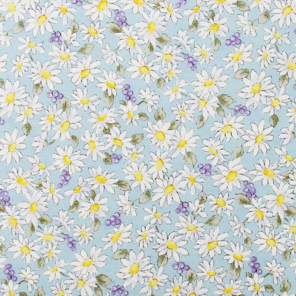 Sevenberry Light Blue Daisy Floral Cotton Quilting Fabric - 10 Yard Cut