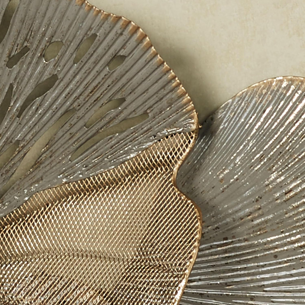 Fontana Floral Bloom Dimensional Mesh Metal Wall Art - Gold, Taupe, Gray - Charming Openwork Decor - Horizontally