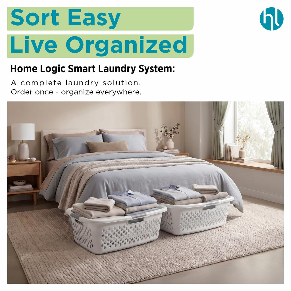 1.5 Bushel Plastic Laundry Basket Front Load, Large Laundry Hamper with Handles, Ventilated Clothes Organizer
