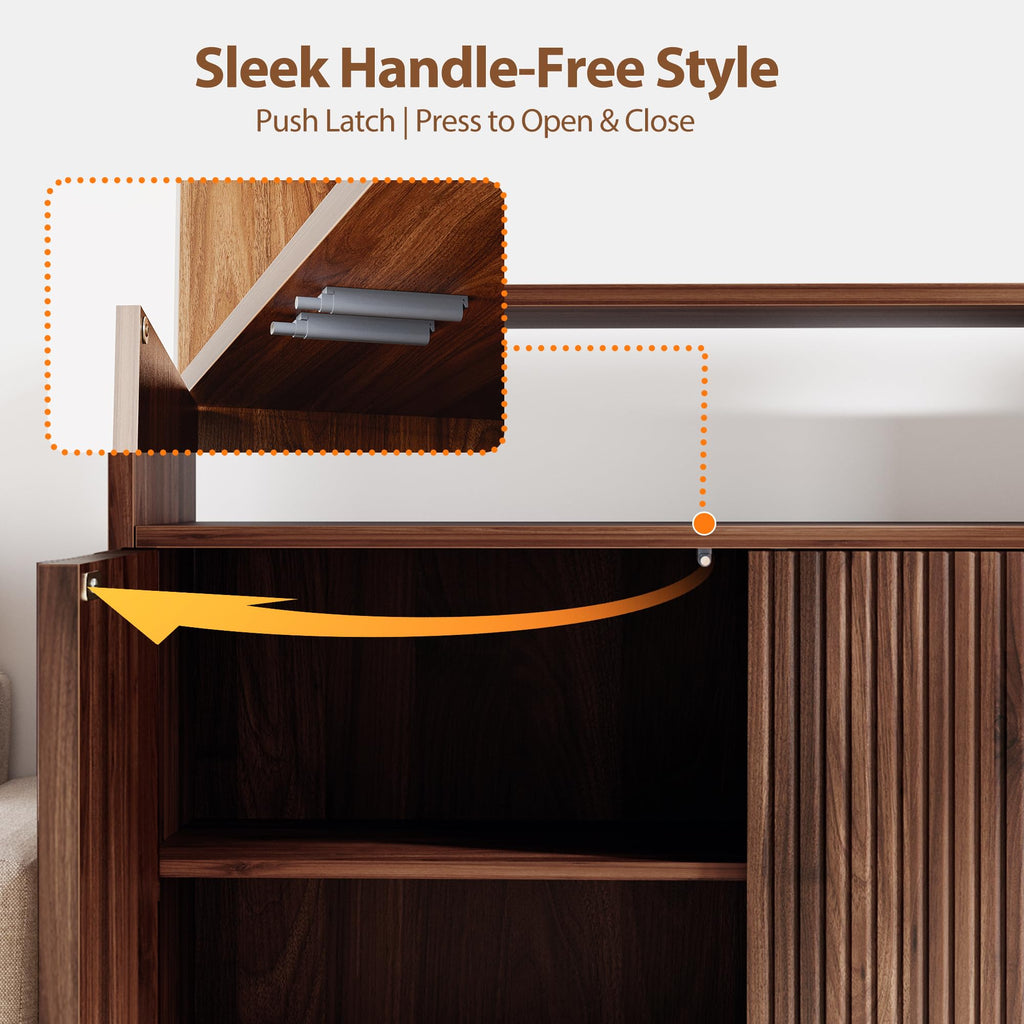 Sideboard Buffet Cabinet Storage, Modern Console Fluted Credenza