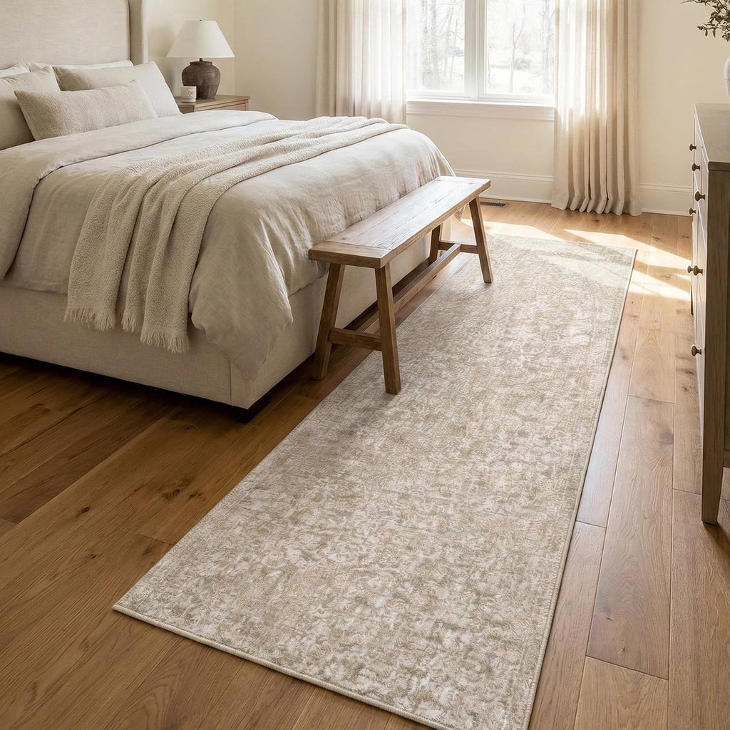 Ethos Harmony Beige Custom Length Hallway & Stair Runner, 31" x 6' - Dense 0.25" Low-Profile Pile, Stain-Resistant