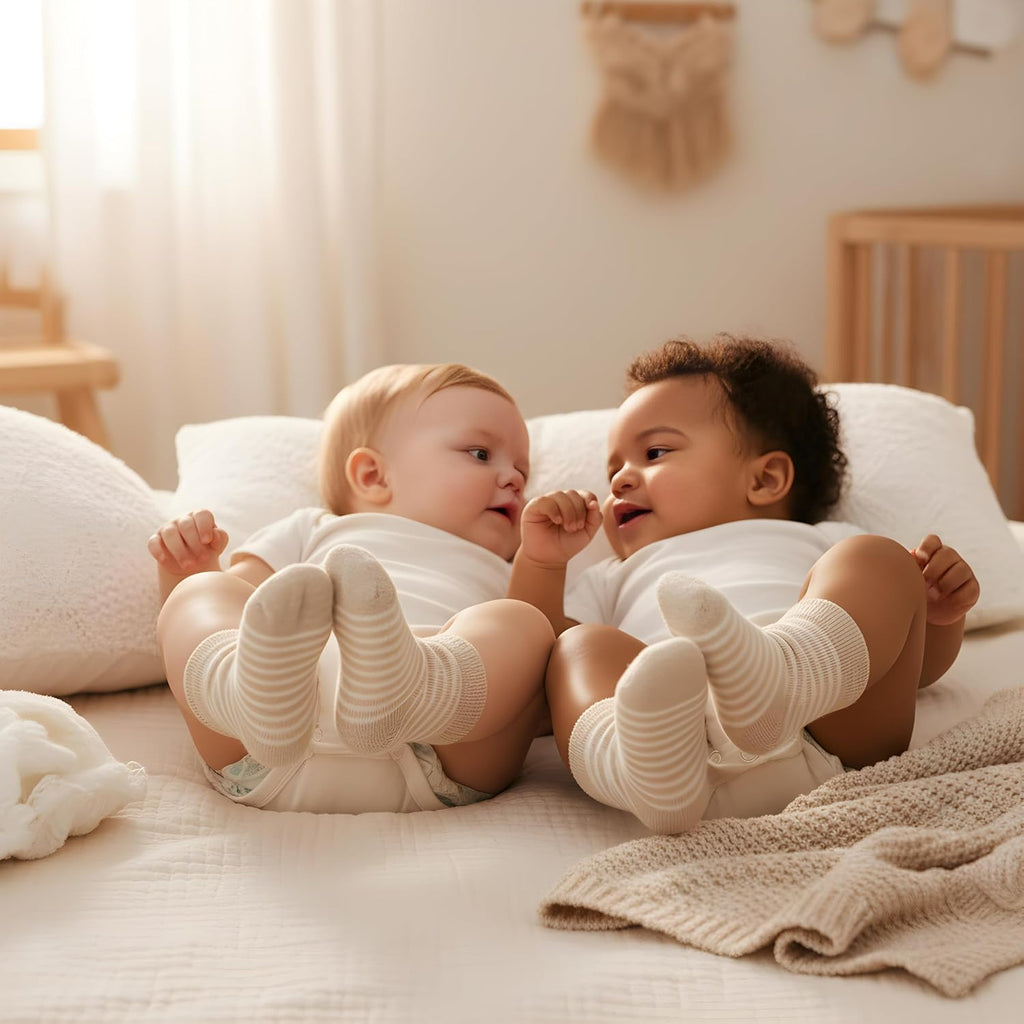 Baby Socks Pack, Infant to Toddler Crew Socks, Soft Breathable Cotton, Reinforced Toe & Easy-On Design