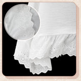 Vintage White Ruffle Tablecloth Retro Farmhouse Ruffled Cotton Tablecloth Rustic Embroidered Washabl