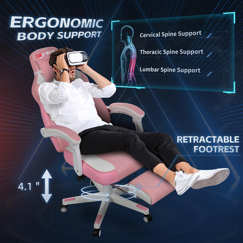 Video Gaming Chairs for Adults, Gamer Chair with Footrest, High Back, Big and Tall Gamer Chair's with Massage Lumbar
