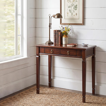Small Computer Writing Desk with 2 Storage Drawers, 31.5"W Vanity Dressing Desk, French Provincial Corner Desk Table
