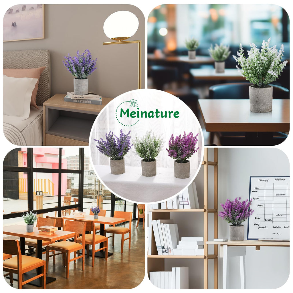 Plant Stand Indoor, 3-Pack Lifelike Artificial Lavender, Artificial Plants Indoor, Nordic Lavender Table