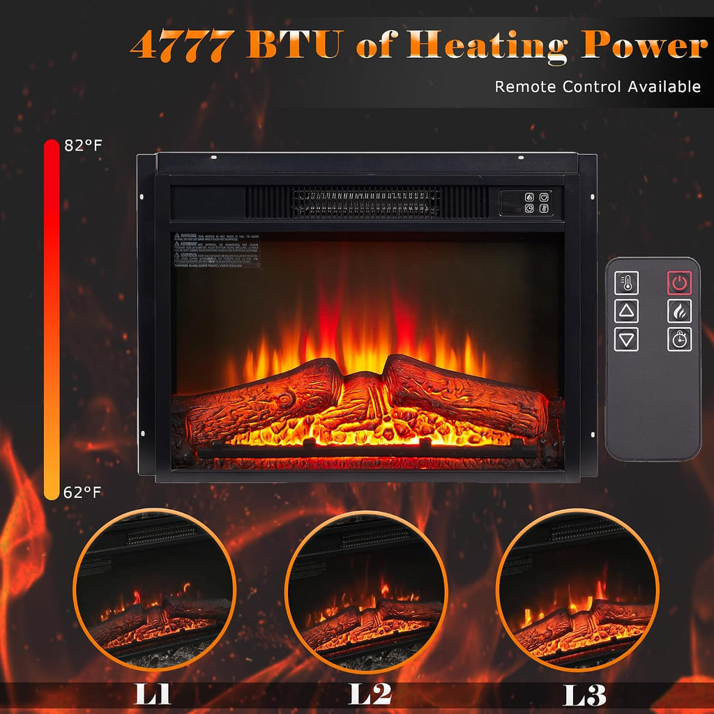 46 inch Electric Fireplace with Mantel, Portable Freestanding Wood Stove with Remote Control, 23'' Fireplace