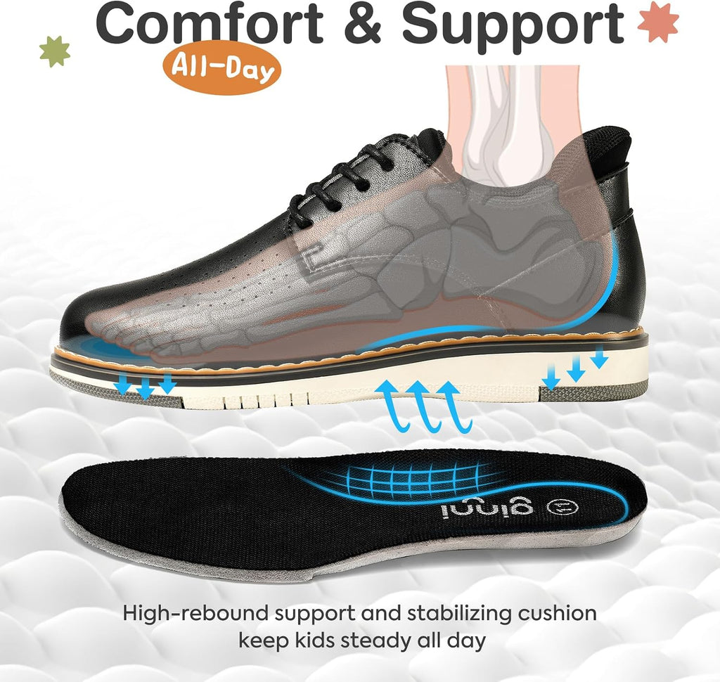 Boys Slip-On Dress Shoes, Kids Breathable Casual Oxford Sneakers
