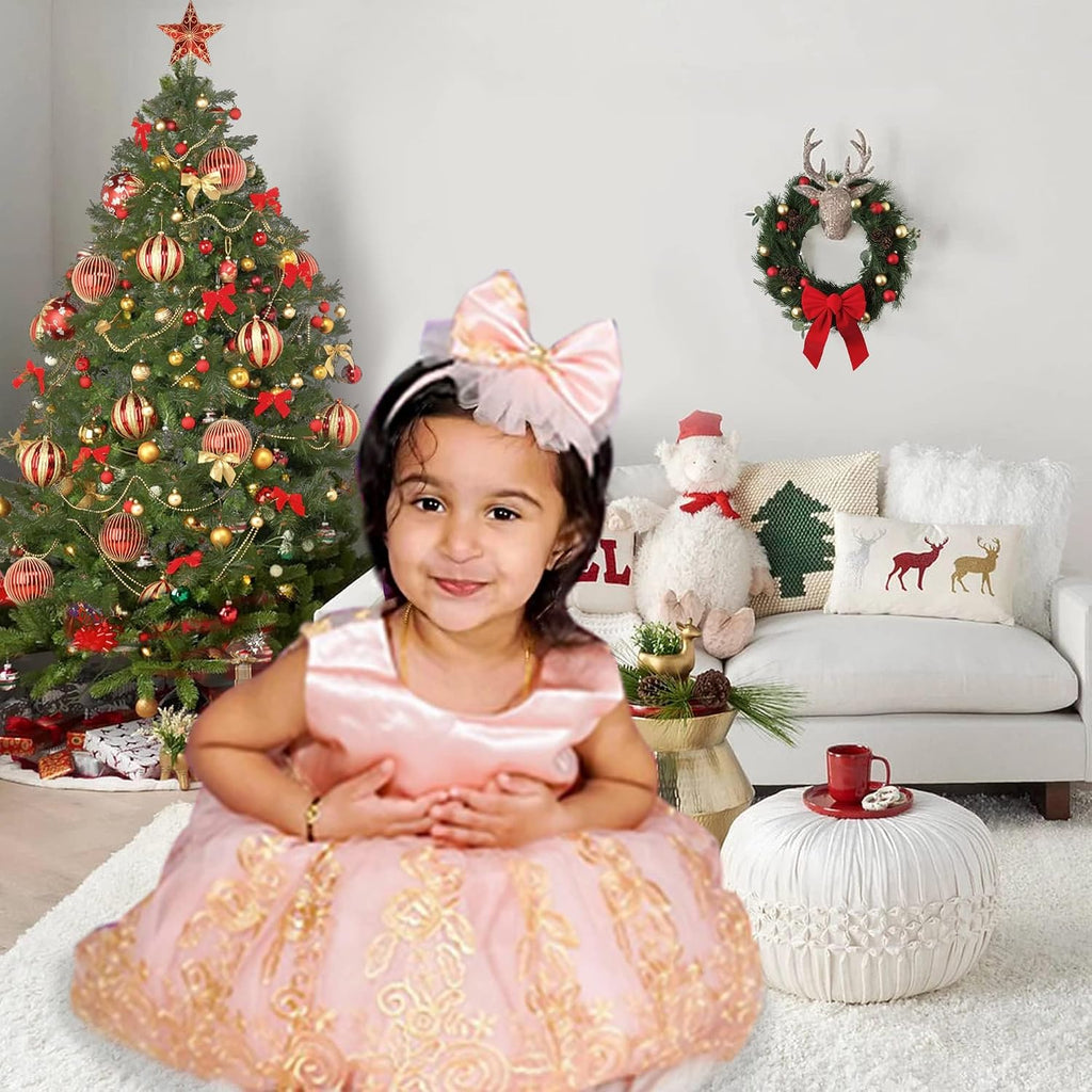 Baby Girls Ruffle Lace Bowknot Flower Dress for Pageant Party Wedding