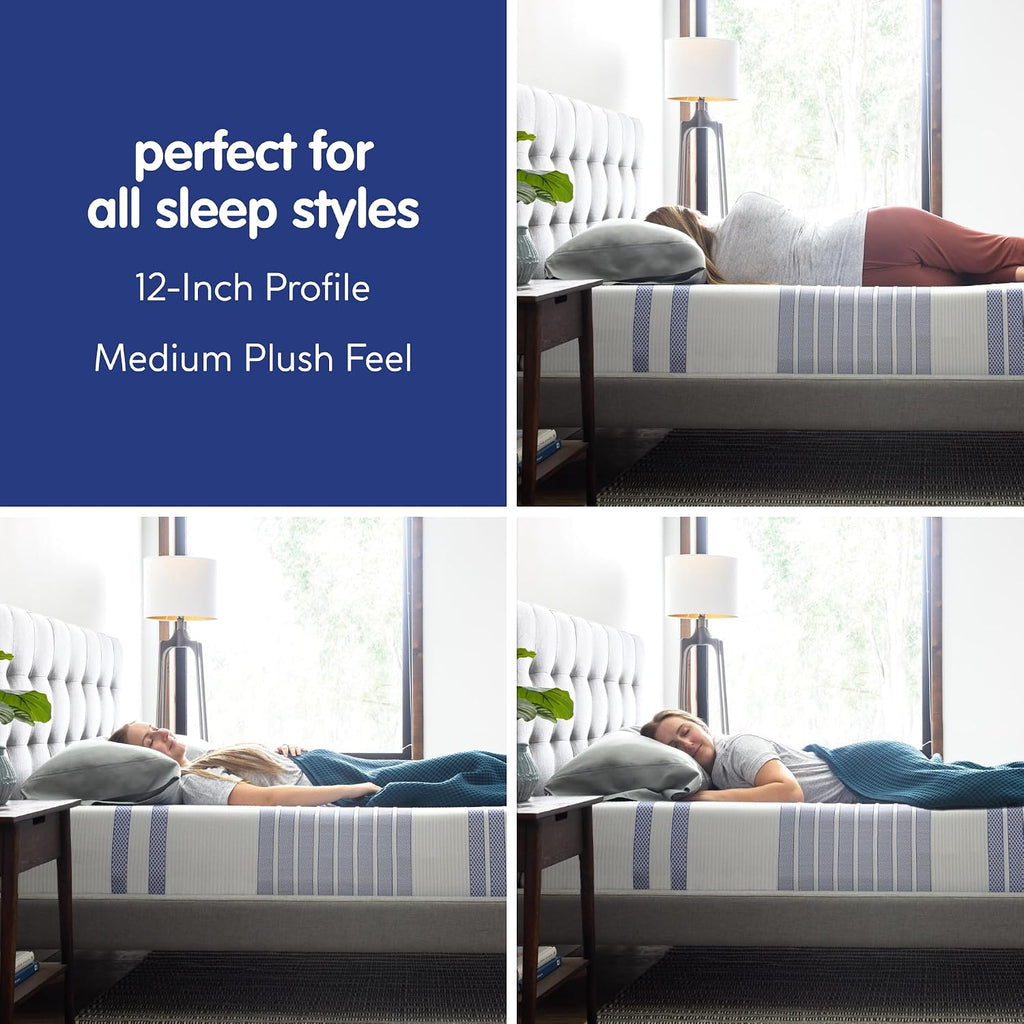 Gel Memory Foam Mattress, 12-Inch CertiPUR-US Certified Bed-in-a-Box, Queen, White
