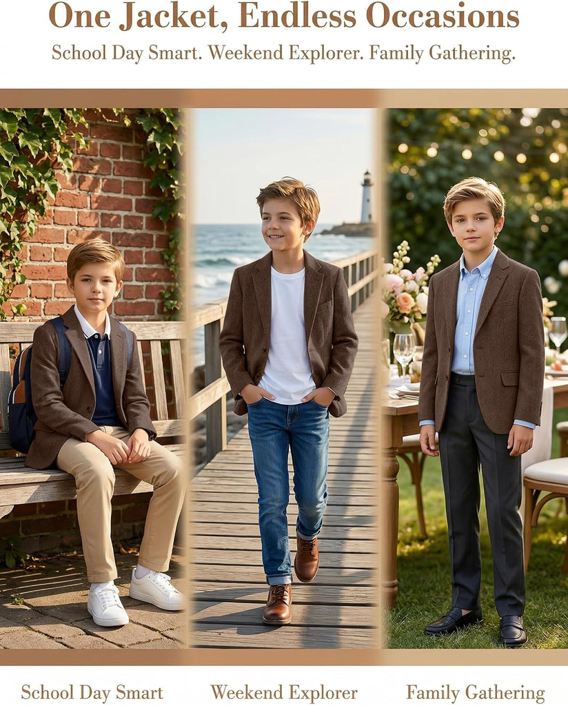 Boys Blazer Retro Tweed Sport Coat Boy Herringbone Jacket Green,5