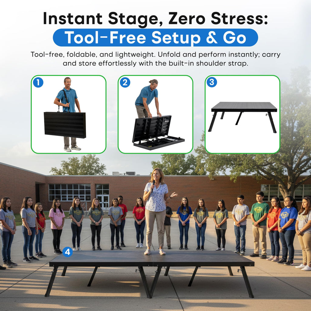 4'x4' Portable Stage, Mini Legs 8-10" + Standard