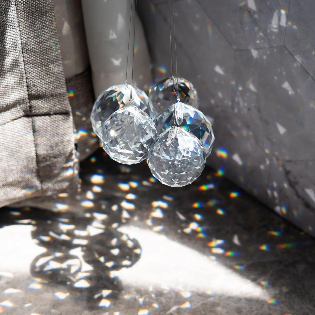 12pcs 20mm Clear Crystal Ball Prism Suncatchers Chandelier Crystals Hanging - Prisms,Rainbow Maker