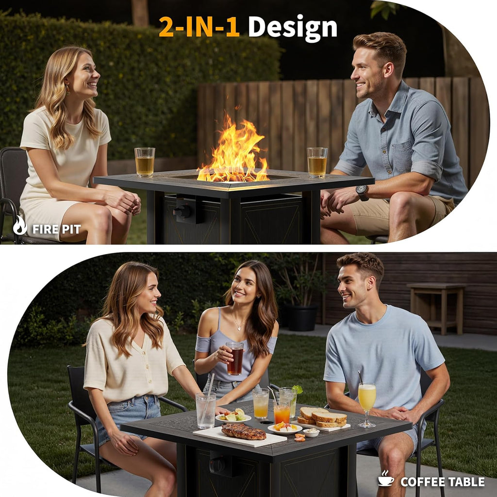 30" Propane Fire Pit with Premium Ceramic Tabletop, 50000 BTU Powerful Gas Firepit Table
