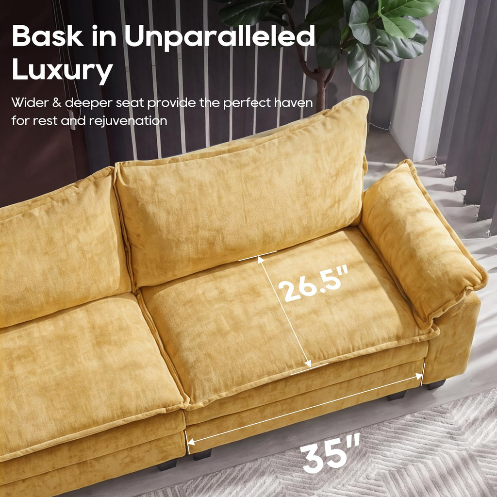 Oversized Modular Sectional Sofa, Yellow:157" U Shaped