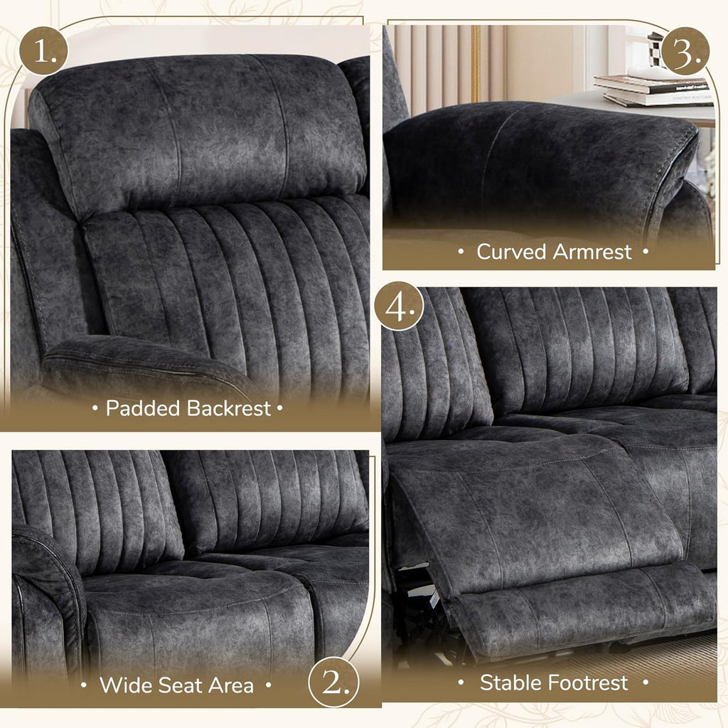 Power Reclining Sofa with Zero Gravity, Adjustable Headrest, Electric Reclining Couch with Wireless Charge, Outlets