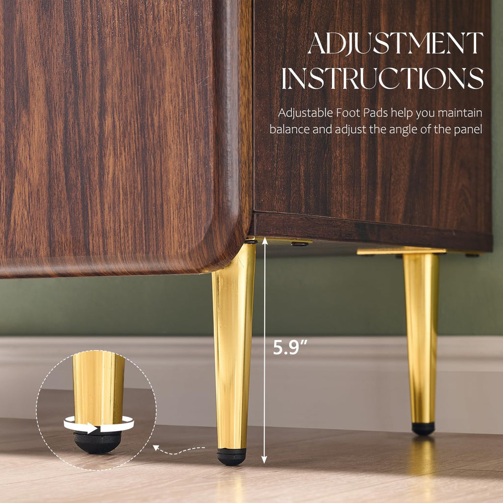 Sideboard Buffet Cabinet with Storage, 61.4" W Modern Credenza w/Adjustable Shelves, Wooden Modular Accent Cabinet