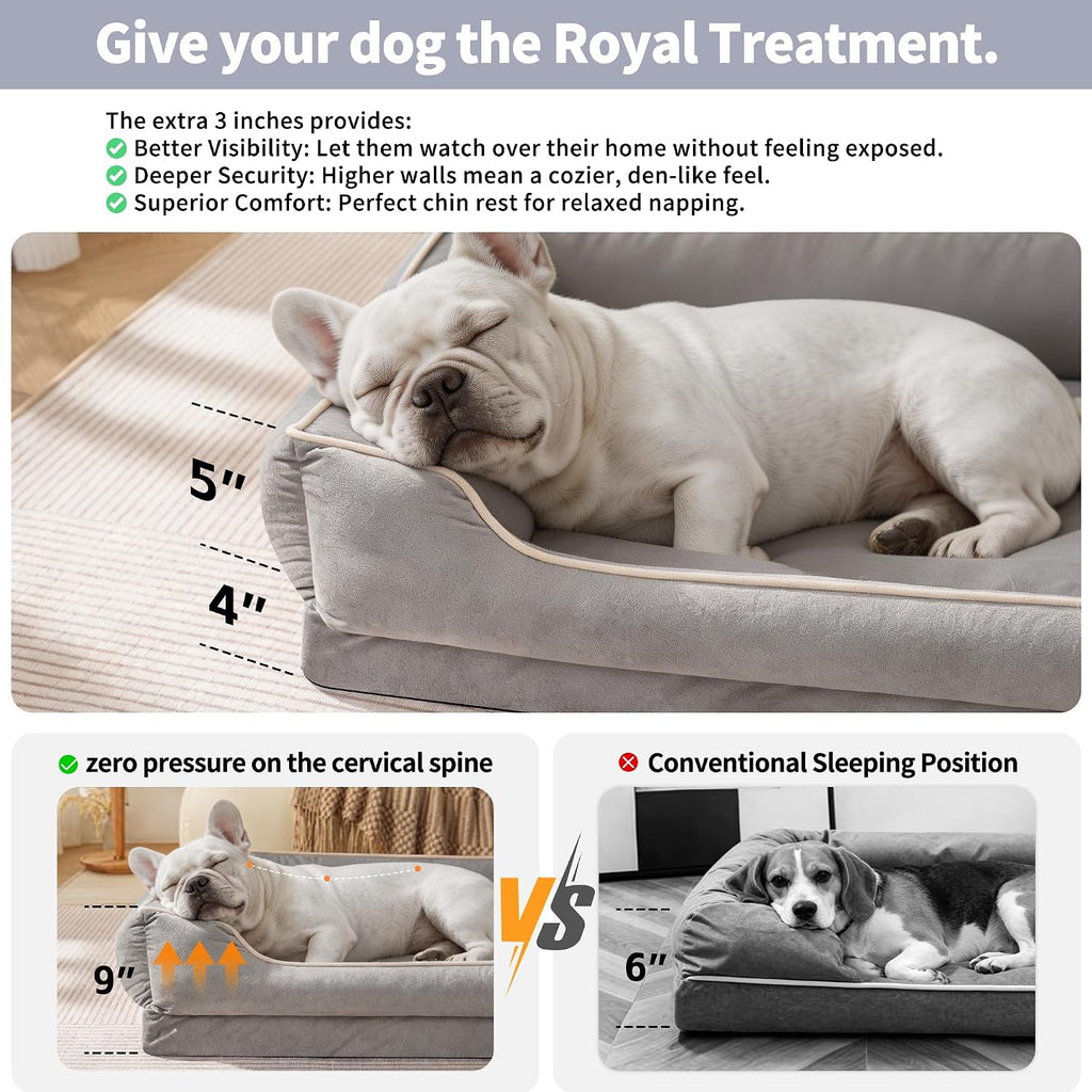 Orthopedic Dog Bed for Medium to Large Dogs & Cats, Memory Foam Dog Bed with Washable Removable Cover, Top-Grade