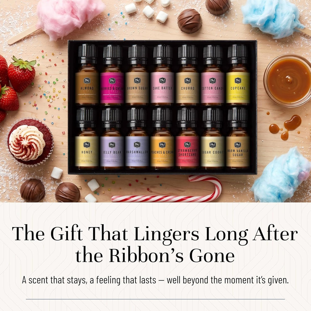 Sweet Essential Oil - 14x10ml Set, Premium Fragrance Oils for Candle Making, Diffuser, Soap, Perfume, Bath & Body - Set of 14
