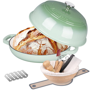 Enameled Cast Iron Dutch Oven Pot with Lid, Bread Oven for Sourdough Bread Baking, Dutch Ovens with Bread Proofing