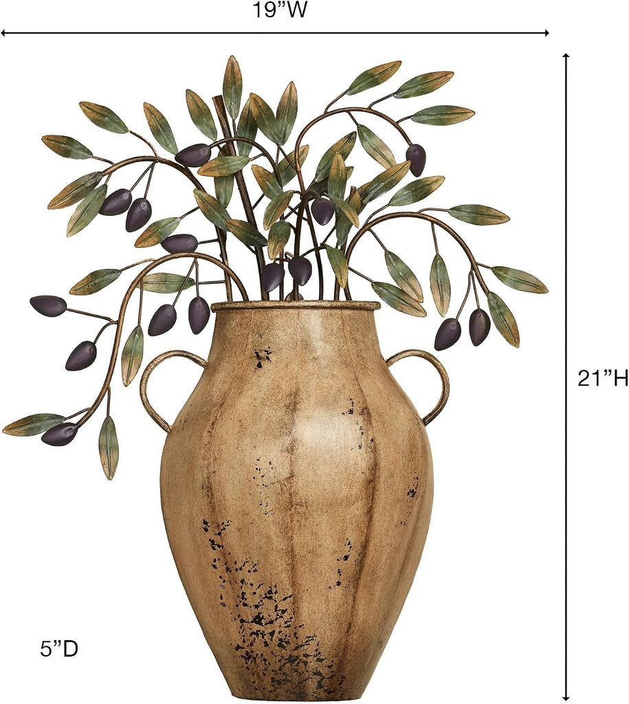 Vaso con Olives Metal Wall Sculpture