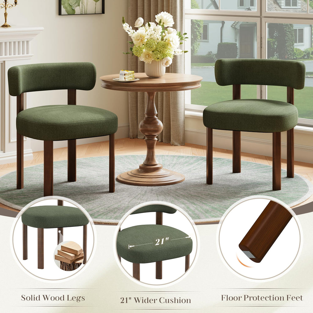 Wooden Dining Chairs Set of 4, Upholstered Kitchen Chairs with Solid Wood Legs, Mid Century Dining Room Chair with
