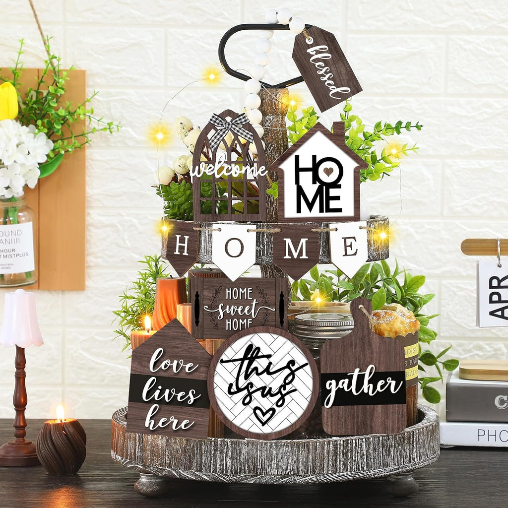 Home Tiered Tray Decor This is us Rustic Wooden Signs - Set of 11