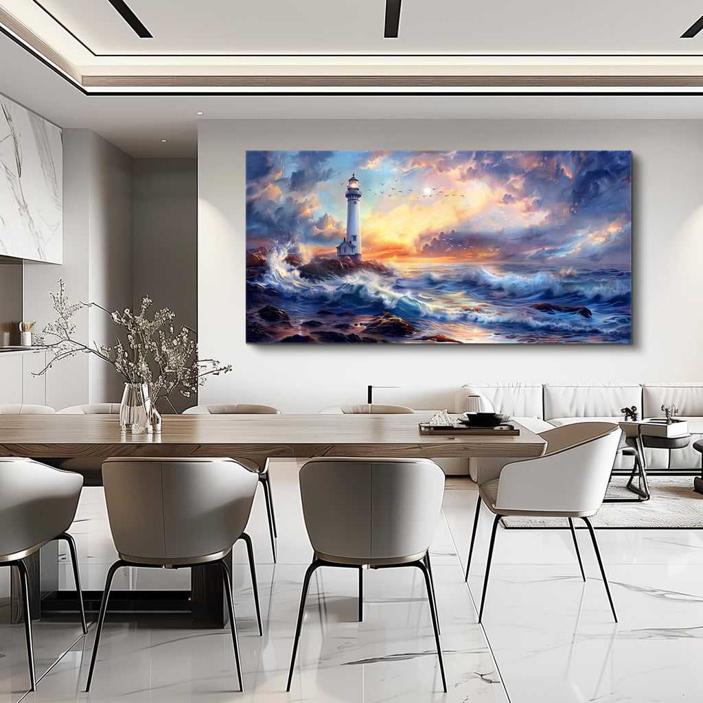 Large Canvas Wall Art Seaside Lighthouse Scenery painting 30"X60"