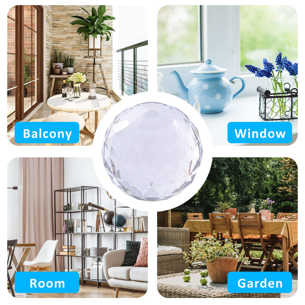 Transparent Glass Crystal Ball, Clear Prism Crystal Suncatcher Rainbow Maker Ball, 80mm, 100mm, 120mm. (100) Décor