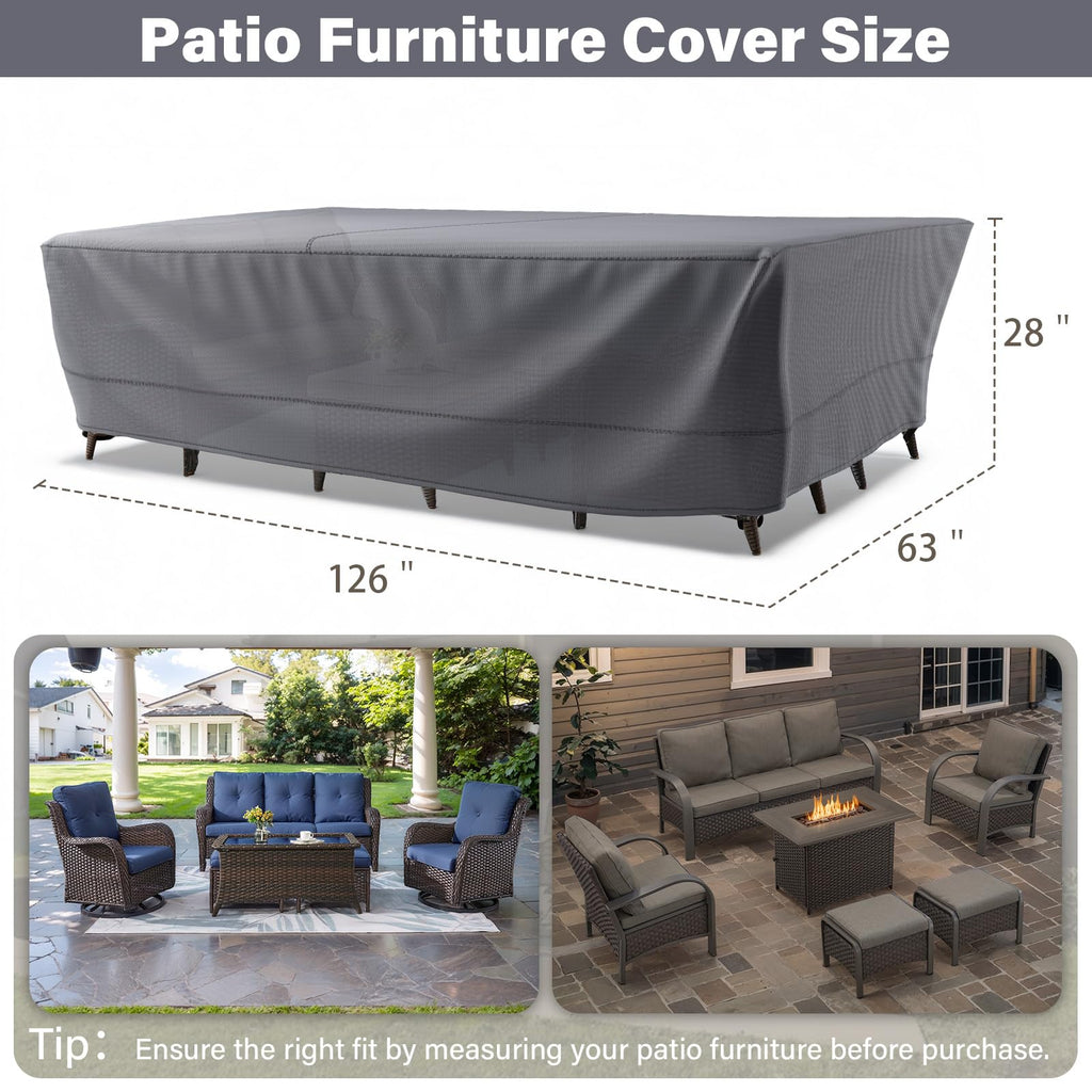 Patio Furniture Cover - Heavy-Duty 600D Oxford Waterproof Outdoor Furniture Covers with Windproof Buckle Straps for