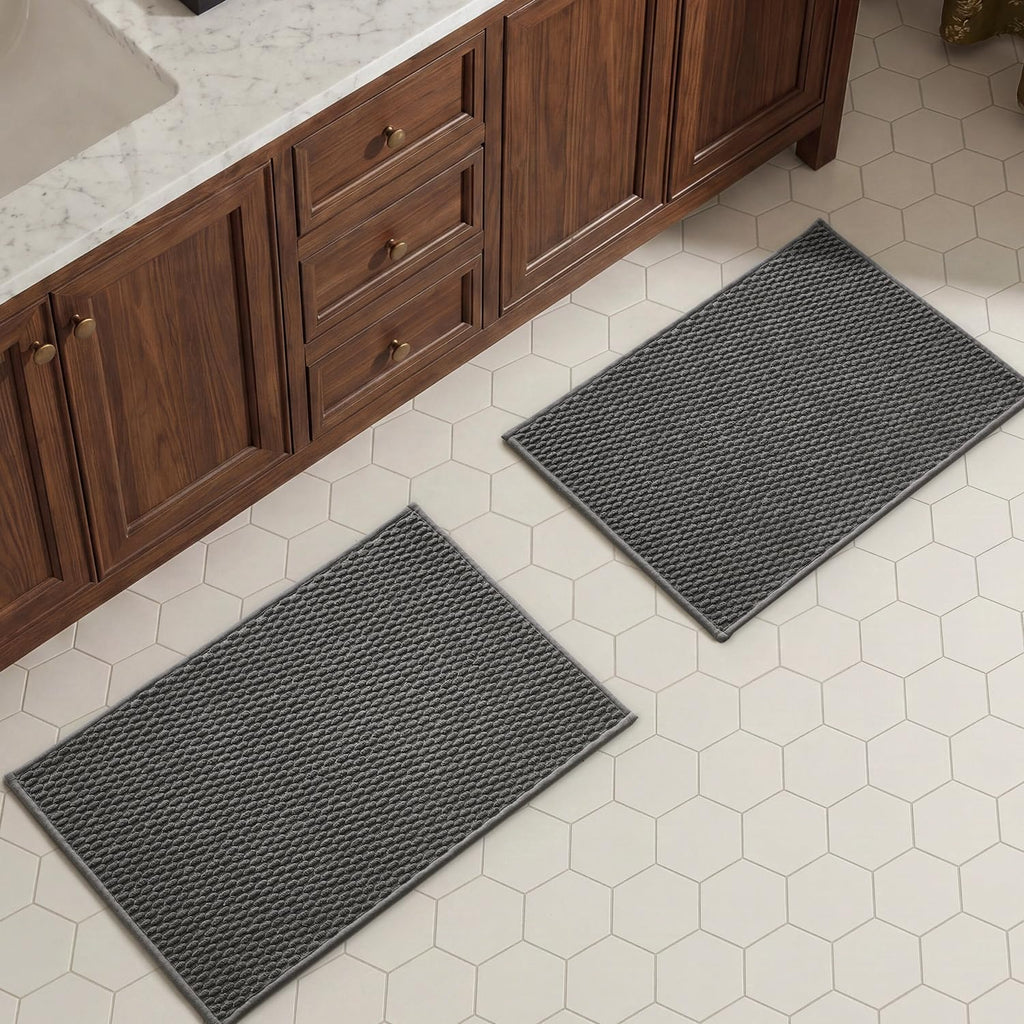 Bath Mat Set 2 Piece, Th Rugs Non Slip Washable Quick Dry | Non Slip Quick Dry Soft Absorbent Thin Low Pile Bathroom