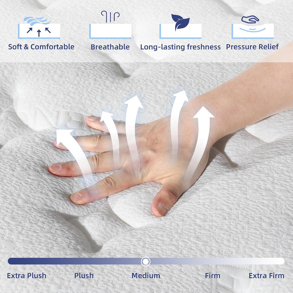 12 Inch Queen Hybrid Memory Foam Mattress in a Box | Individual Pocketed Spring, Medium Firm, Reinforced Edge