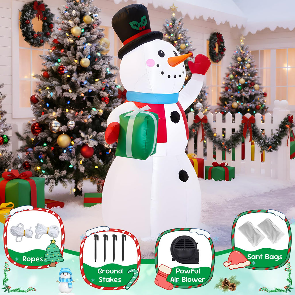 4FT Box Snowman Indoor and Outdoor Inflatable Decoration