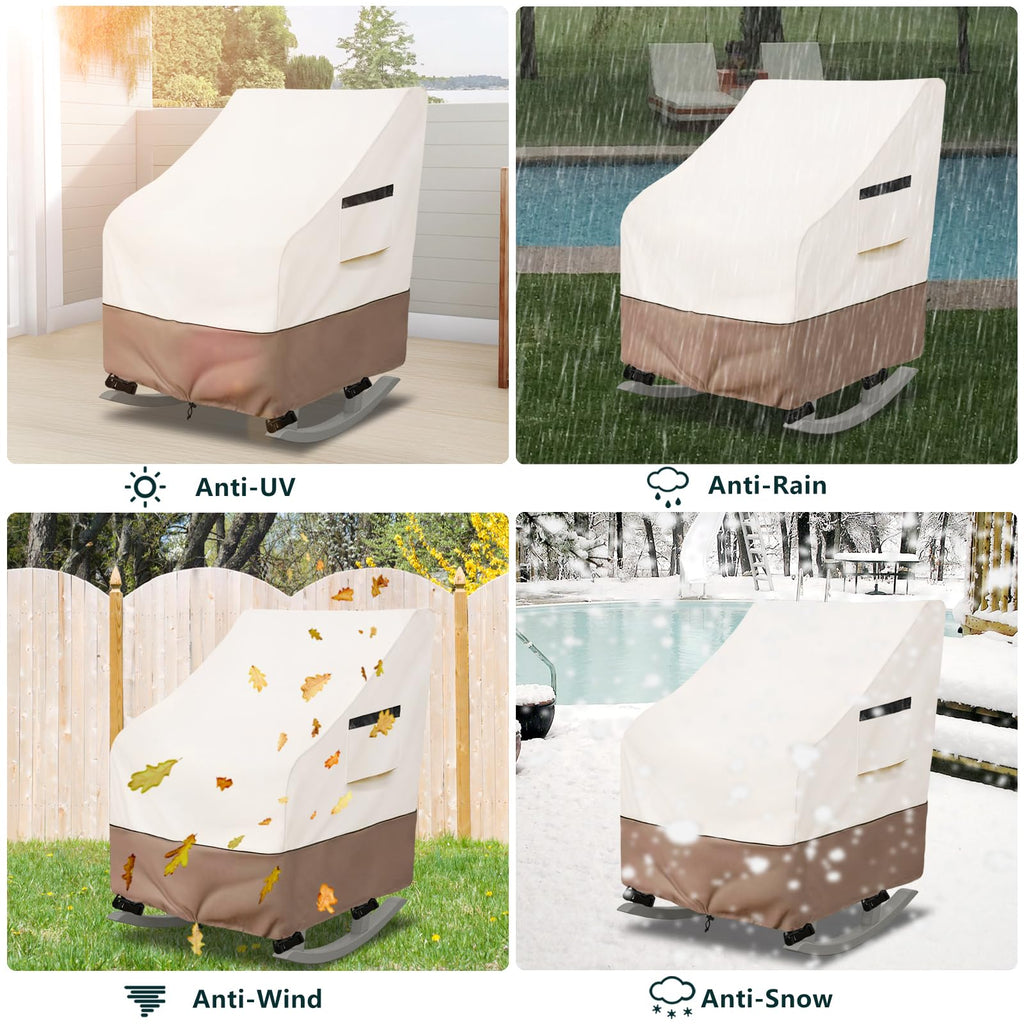 Outdoor Rocking Chair Cover 2 Pack, Heavy Duty Waterproof Patio Rocking Chairs Cover for 27" W x 34" D x 45" H