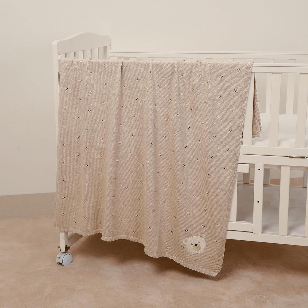 Organic Cotton Baby Blanket Neutral Knitted Soft Crib Blankets