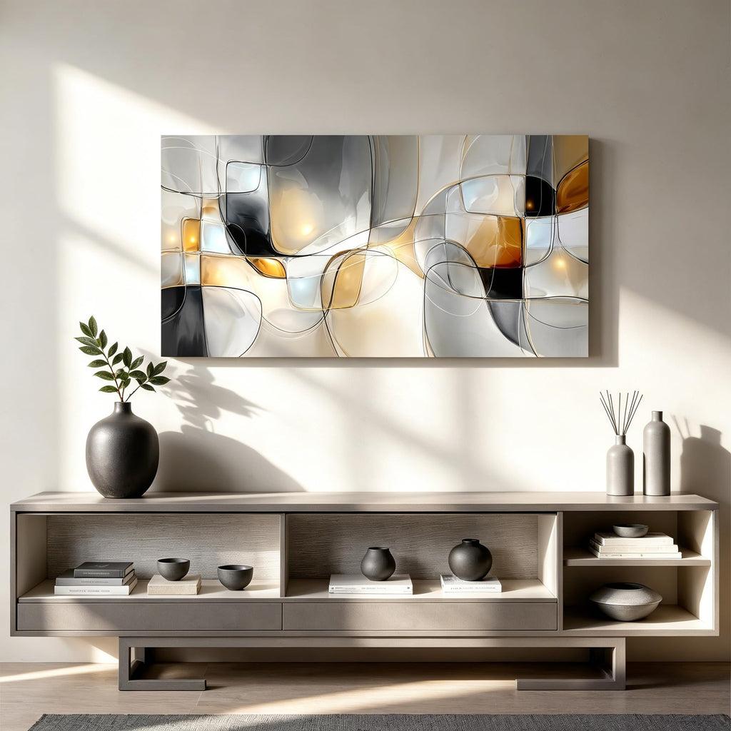 Geometric Abstract Wall Art Decor Modern Gray White Wall Art Prints Canvas Wall Art Decor Office Bathroom Kitchen