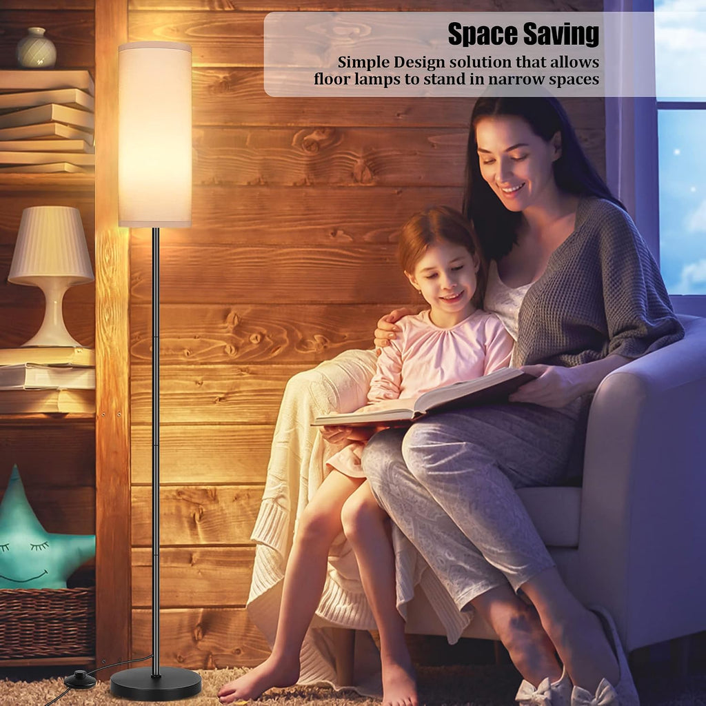 Modern Standing Lamp with Lampshade, Minimalist Tall Lamp with Foot Switch for Living, Bedroom, Kids Room, Office