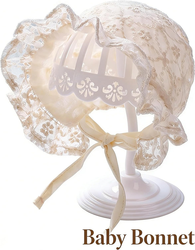 Baby Girls Boys-Bonnet-Infant-Double Layer-Sun Hat-Toddlers-Lace Court Cap