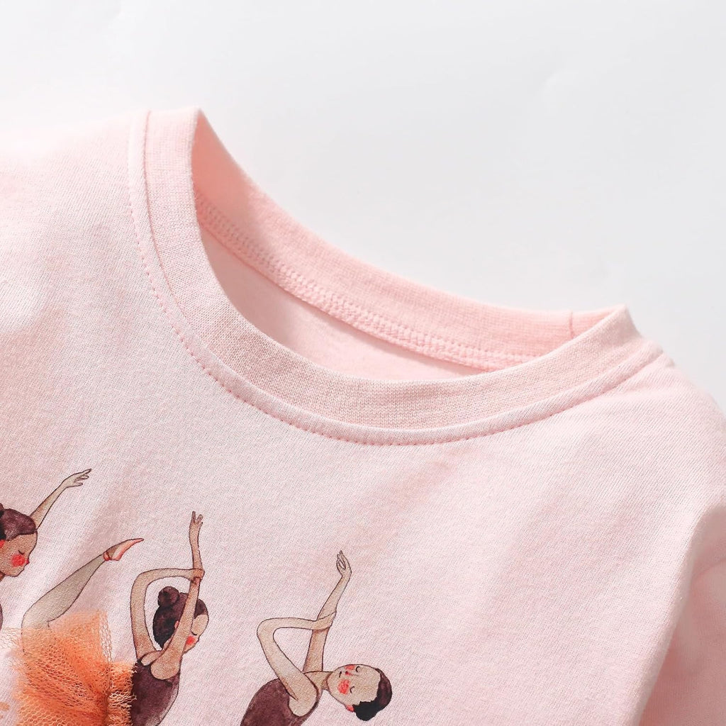 Girls' Cotton Casual Longsleeve Party Dresses Special Occasion Cartoon Print Dress