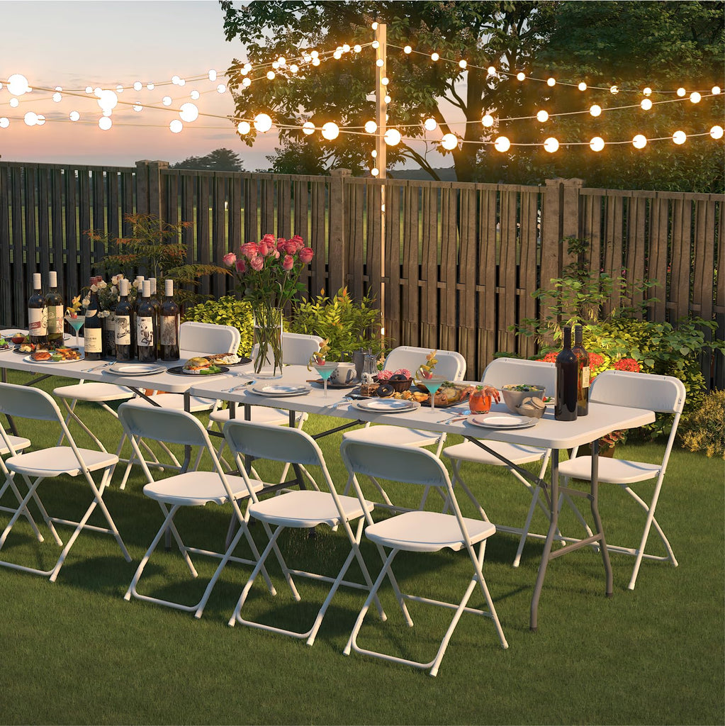 10 Pack White Folding Chairs for School Events Wedding Party Picnic
