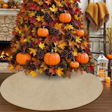 Fall Burlap Tree Skirt, 36 Inch Rustic Farmhouse Decorations Tree Ornaments