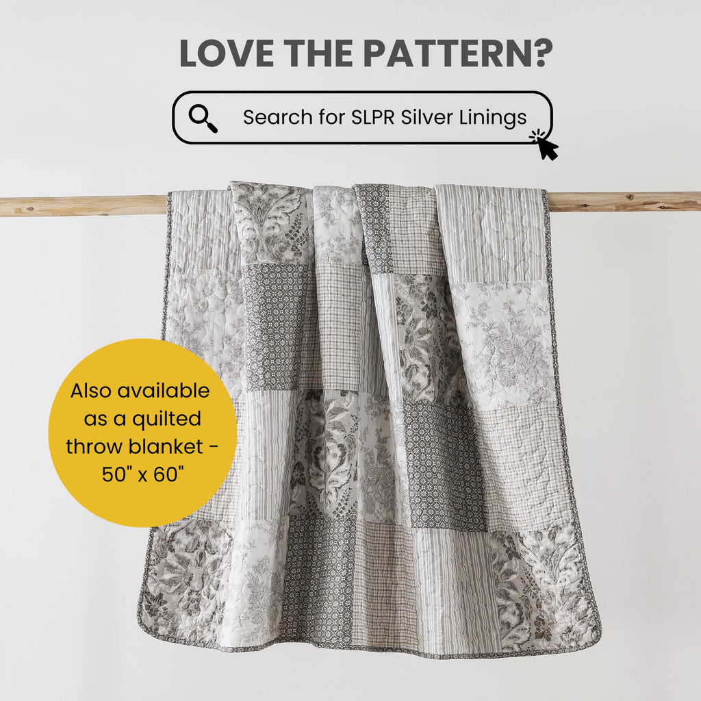 Silver Linings Patchwork Gray Cotton Quilt Set, with 1 Sham